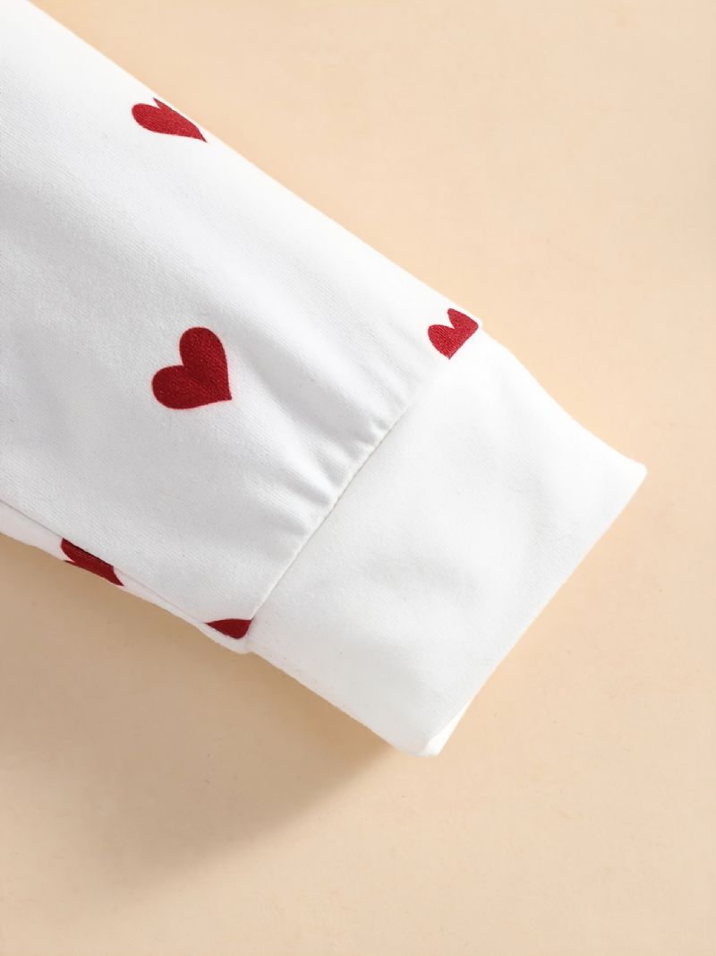 Baby Drenge Piger Hjerte Print Langærmede Sweatshirts Toppe & Bukser Sæt Undertøj Pyjamas Sæt