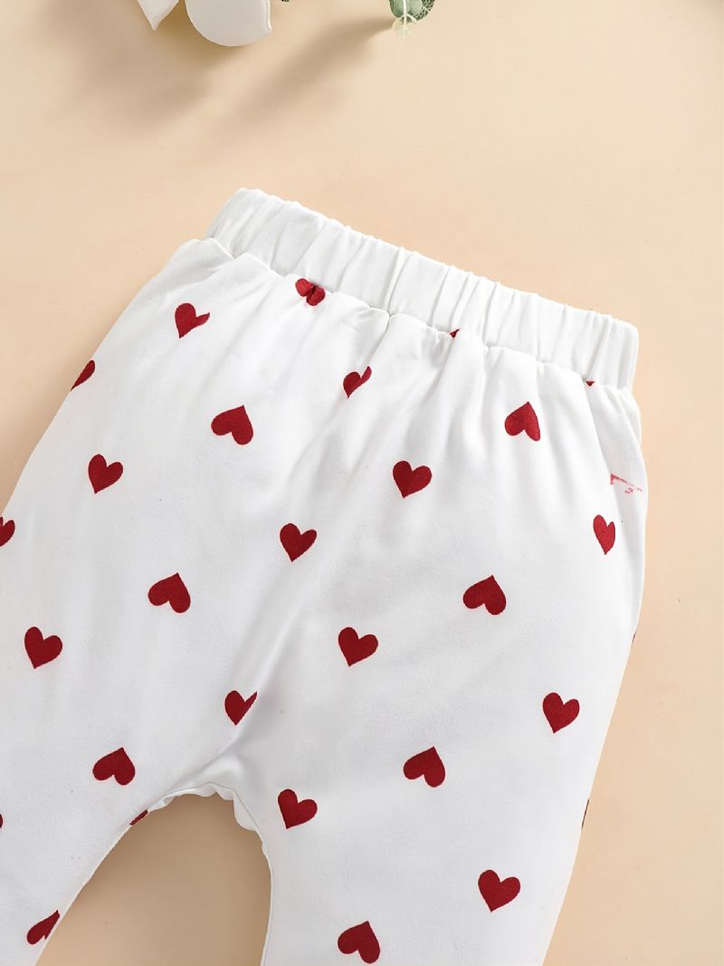 Baby Drenge Piger Hjerte Print Langærmede Sweatshirts Toppe & Bukser Sæt Undertøj Pyjamas Sæt