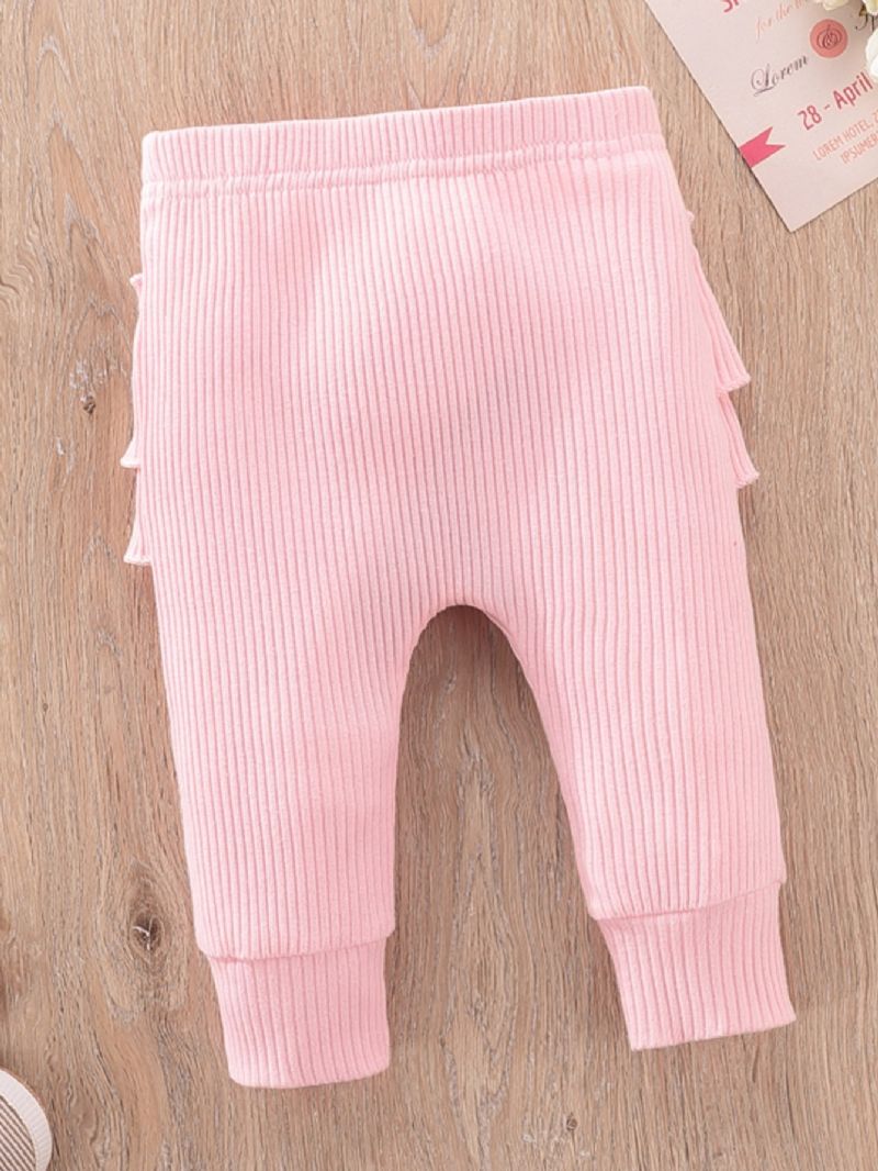 Baby Pige Nyfødt Jumpsuit Flæse Langærmet Top Bukser Pandebånd 3 Stk Sæt
