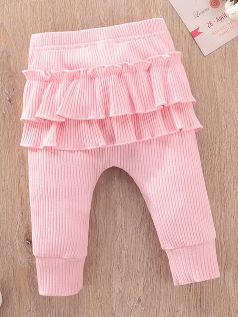 Baby Pige Nyfødt Jumpsuit Flæse Langærmet Top Bukser Pandebånd 3 Stk Sæt