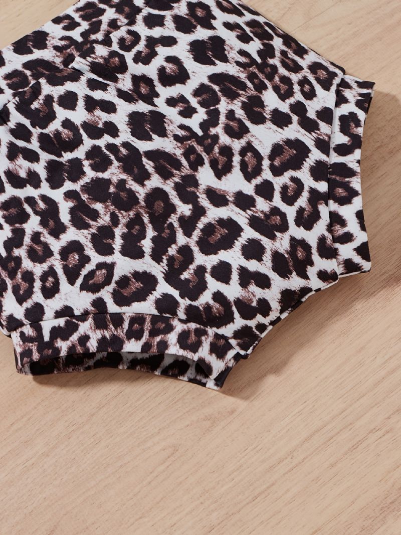 Baby Piger Ærmeløs Romper + Leopard Print Underdele + Pandebånd Sæt Babytøj