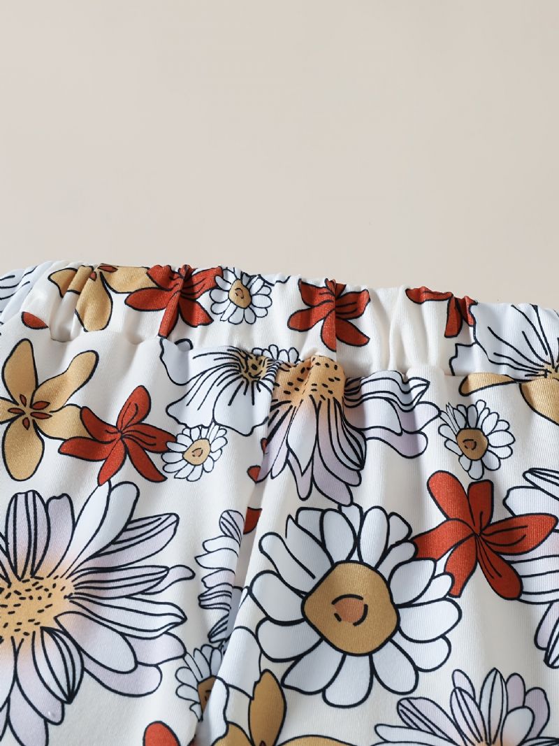 Baby Piger Brev Print Langærmet Top & Blomster Flare Leg Bukser Sæt