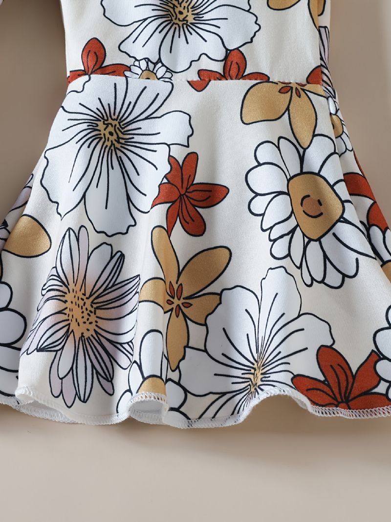 Baby Piger Brev Print Langærmet Top & Blomster Flare Leg Bukser Sæt