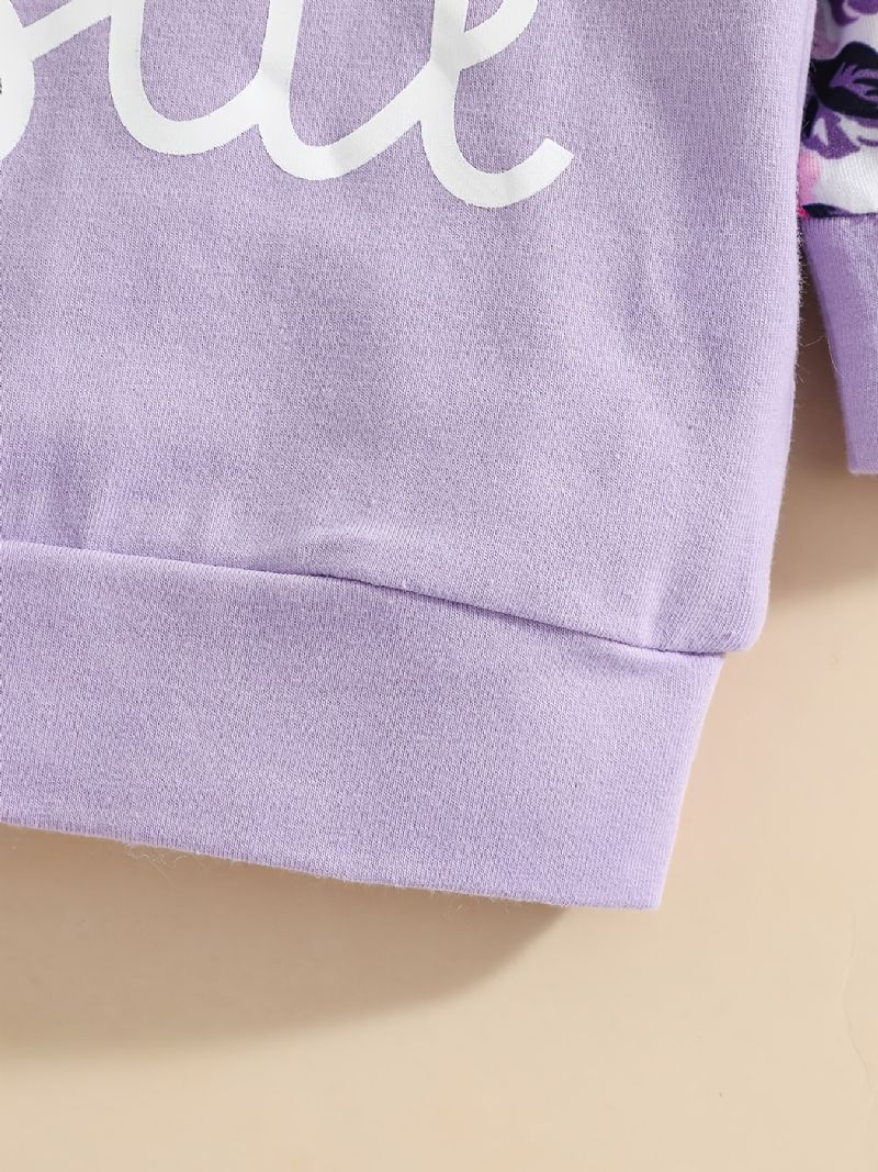 Baby Piger Brevtryk Langærmet Rundhalset Sweatshirt & Pant Sæt