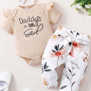 Baby Piger Flæse Korte Ærmer Bukser + Blomstermønster Buksesæt Bodysuit Onesie Babytøj