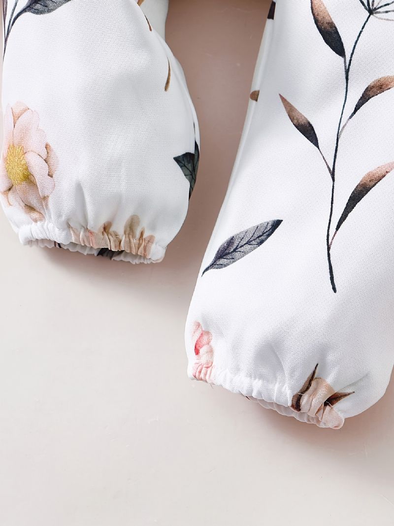 Baby Piger Flæse Korte Ærmer Bukser + Blomstermønster Buksesæt Bodysuit Onesie Babytøj