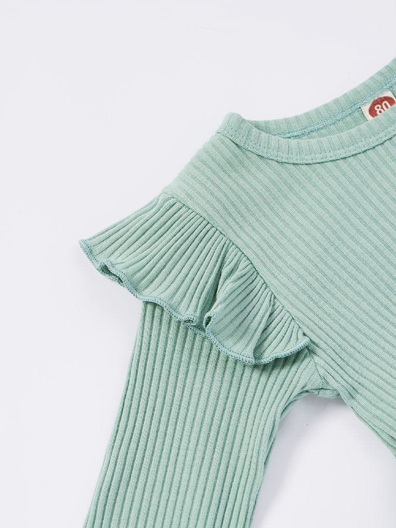 Baby Piger Flæse Langærmet Top + Matchende Leggings Bukser Sæt Babytøj Til Vinter