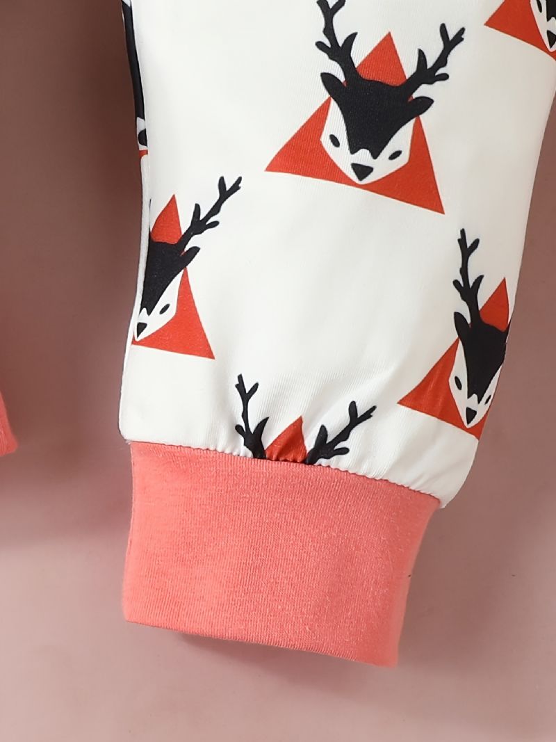 Baby Piger Jul Langærmet Sæt Hætte Sweatshirt Bukser Hatte Sæt
