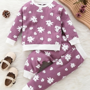 Baby Piger Pullover Sweatshirt & Matchende Sweatpants Sæt Babytøj Outfit