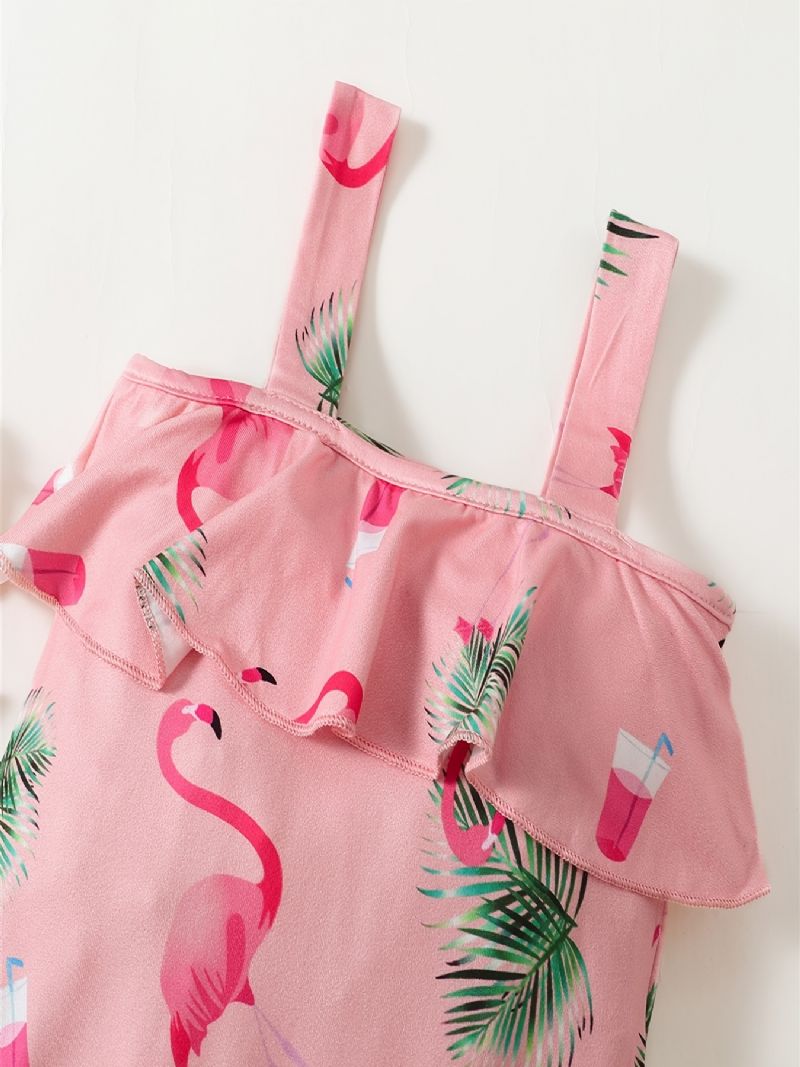 Baby Piger Selebukser Og Pandebånd Sæt Med Flamingo Print Babytøj