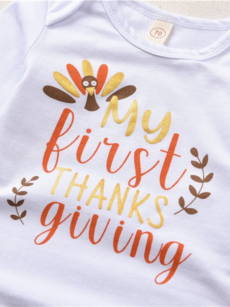 Baby Piger Thanksgiving Lang Tegneserie T-shirt Sæt