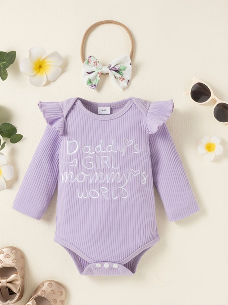Babyoutfits Flæsebukser + Blomsterbukser + Pandebånd Sæt Tøj Til Nyfødte Spædbørn