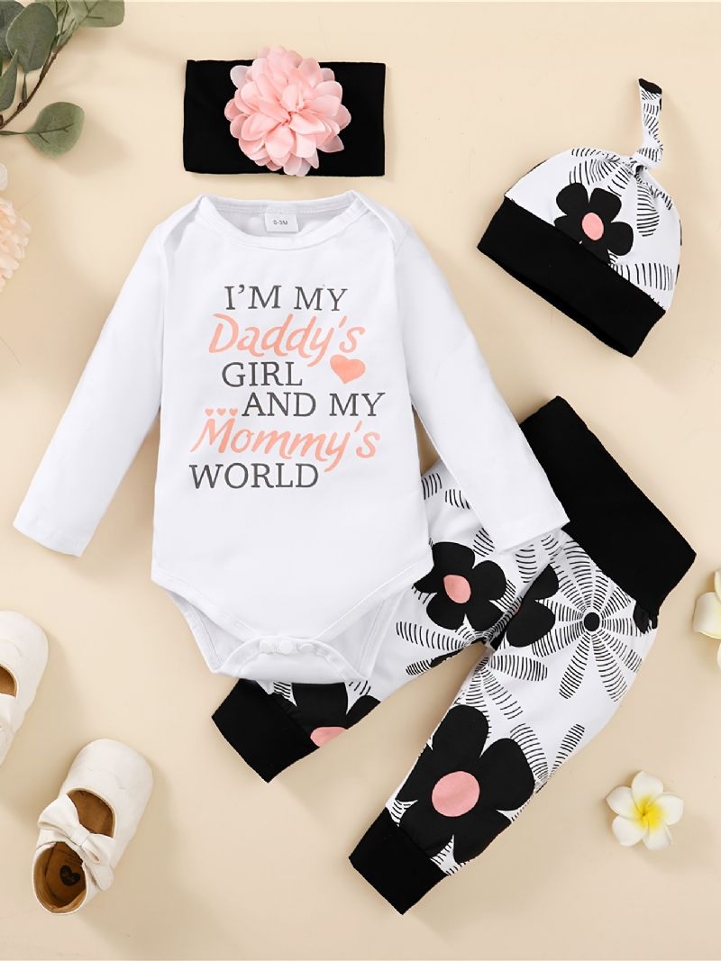 Babypiger Bodysuit & Matchende Bukser & Hatte Sæt