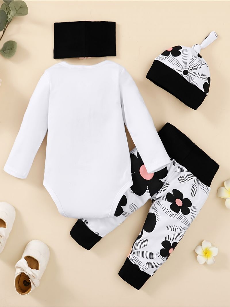 Babypiger Bodysuit & Matchende Bukser & Hatte Sæt