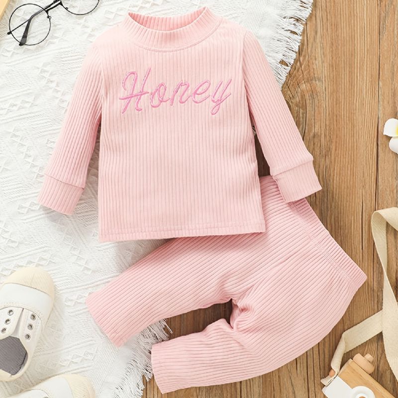 Babypiger Bomuld Sweatshirt & Matchende Bukser Sæt Nyt Vintertøj