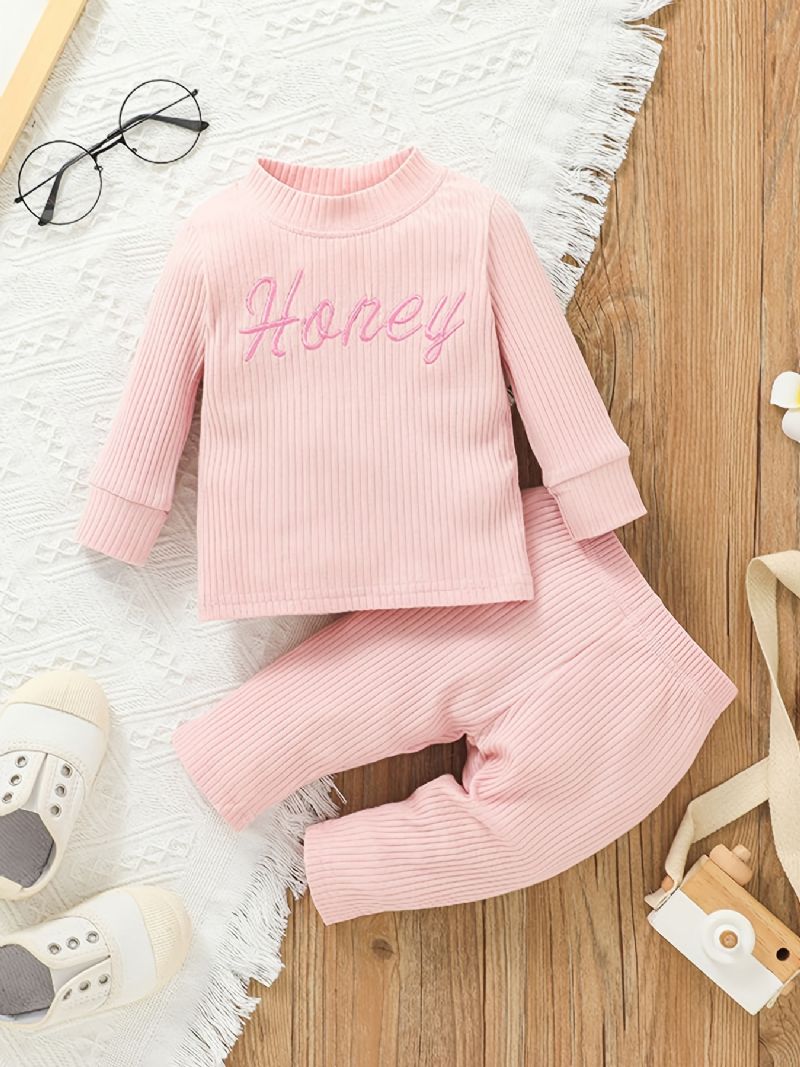 Babypiger Bomuld Sweatshirt & Matchende Bukser Sæt Nyt Vintertøj
