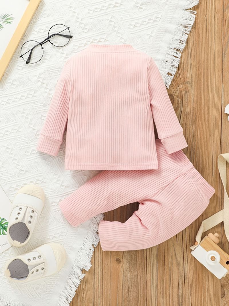 Babypiger Bomuld Sweatshirt & Matchende Bukser Sæt Nyt Vintertøj