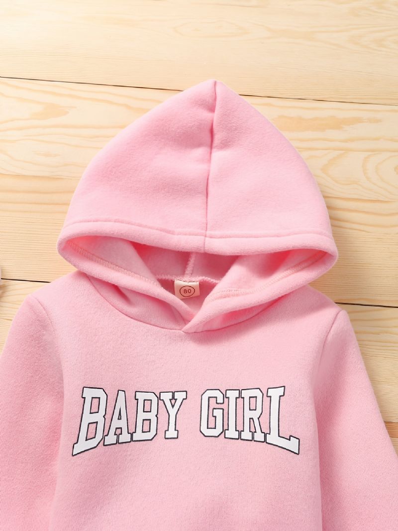 Babypiger Casual Sæt Med Hættetrøje & Joggingbukser Med Baby Piger Print Til Vinter