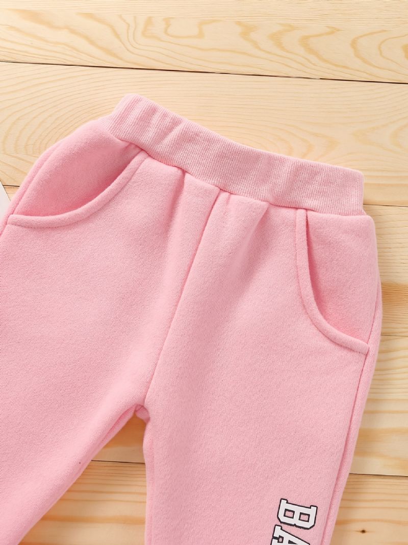 Babypiger Casual Sæt Med Hættetrøje & Joggingbukser Med Baby Piger Print Til Vinter