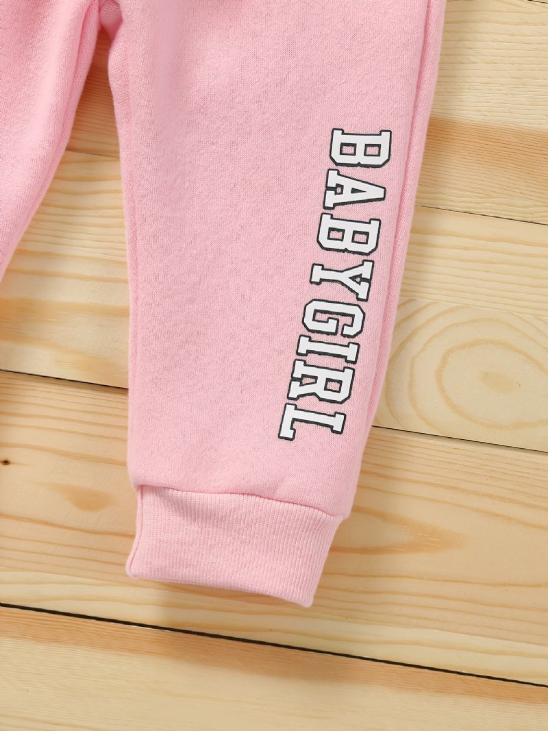 Babypiger Casual Sæt Med Hættetrøje & Joggingbukser Med Baby Piger Print Til Vinter