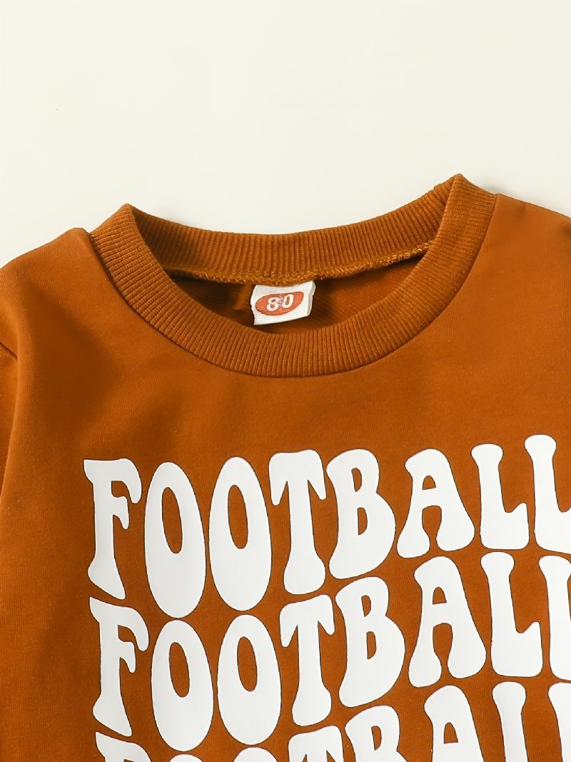Babypiger Fodbold Brevtryk Pullover Sweatshirt & Flare Benbukser Sæt Børnetøj