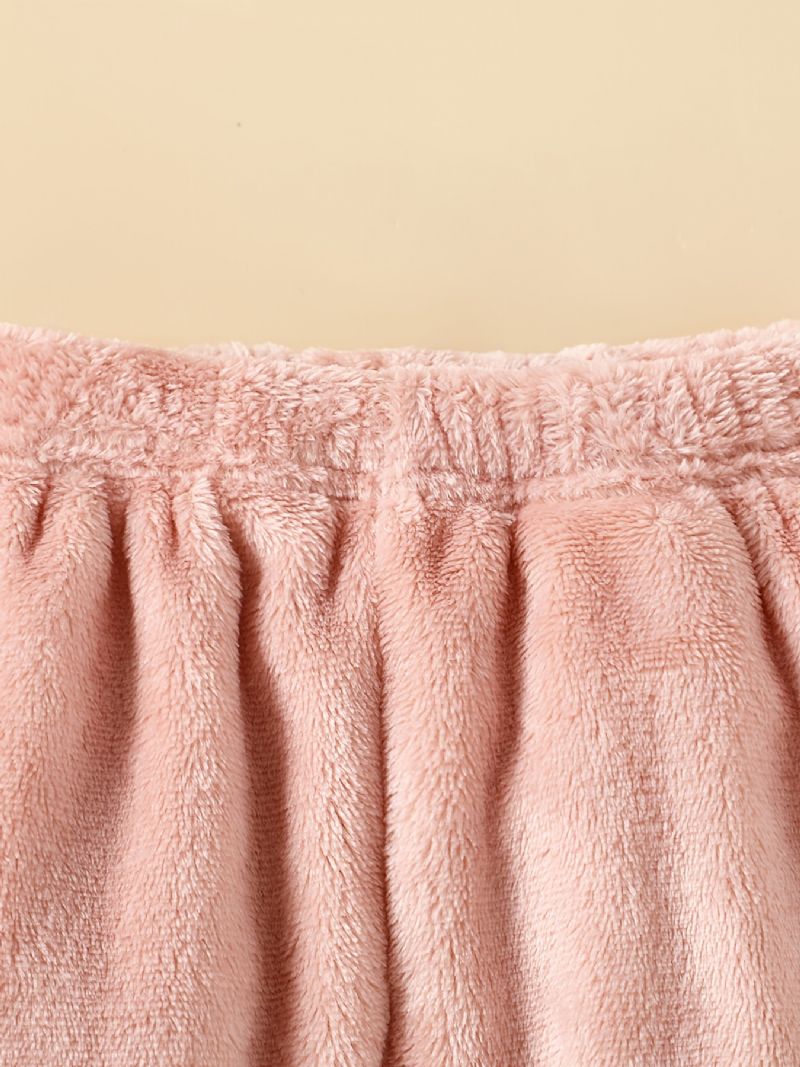 Babypiger Kaninmønster Rullekrave Fleece Sweatshirt + Matchende Joggingbukser Sæt Til Vinter Babytøj