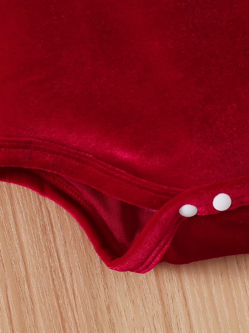 Babypiger Langærmet Bodysuit & Bukser Og Hattesæt Nyfødt Babysæt Til Jul Babytøj