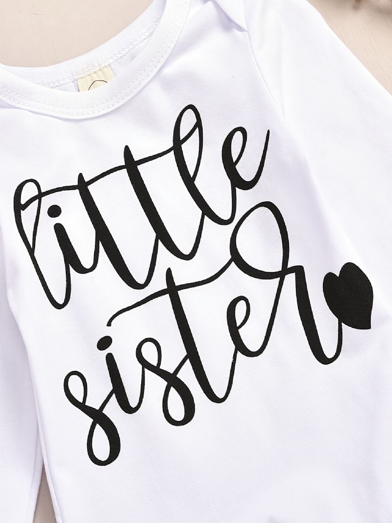 Babypiger Langærmet Bukser + Matchende Med Blomstertryk + Hattesæt Bodysuit Onesie Baby Layettesæt Tøj