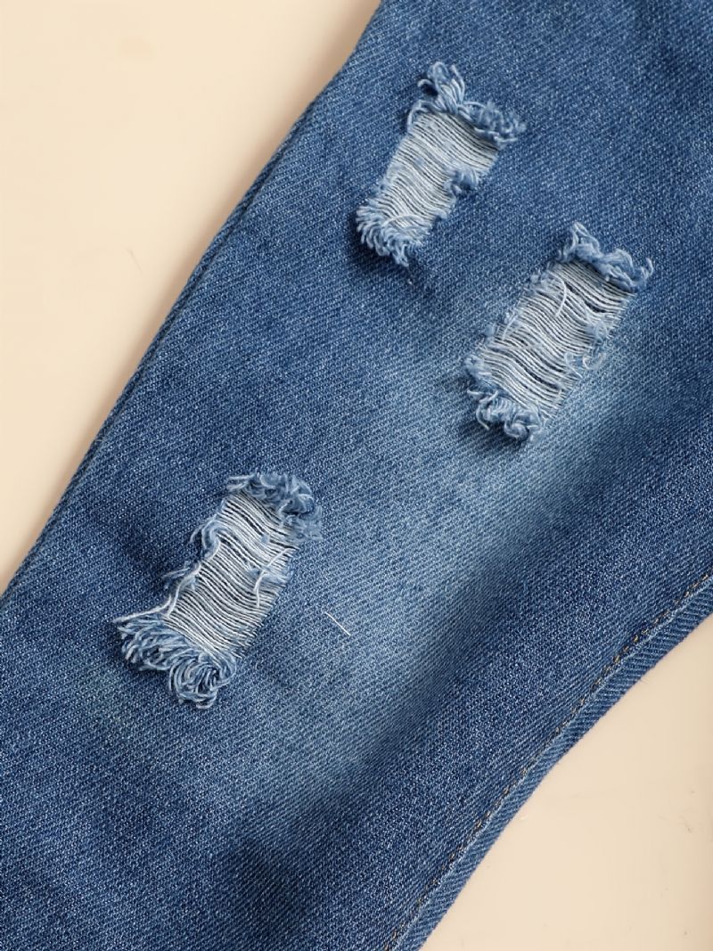 Babypiger Langærmet Top Med Blomsterprint Og Matchende Jeanssæt
