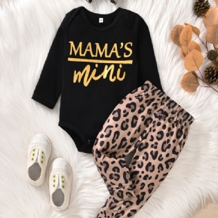 Babypiger Mama's Mini Print Romper Leopard Bukser Sæt