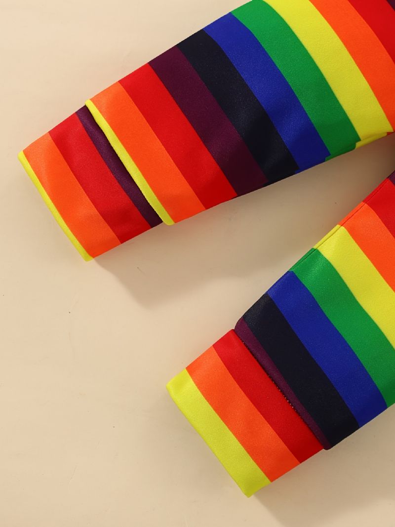 Babypiger Mama's Rainbow Babybodysuit & Regnbuestribede Bukser & Hattesæt Newborn Babysæt