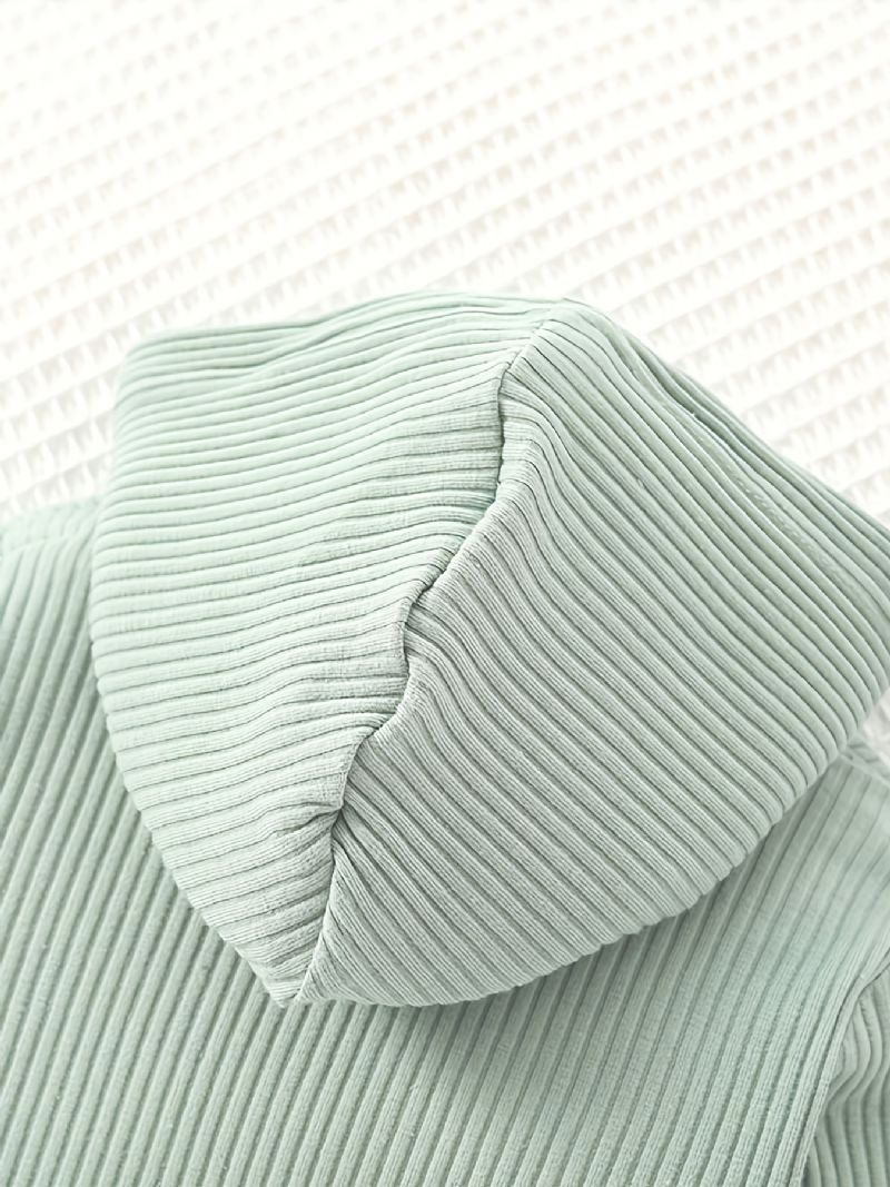 Babypiger Ribbet Hættetrøje Ensfarvet Langærmet Sweatshirt Og Buksesæt Børnetøj