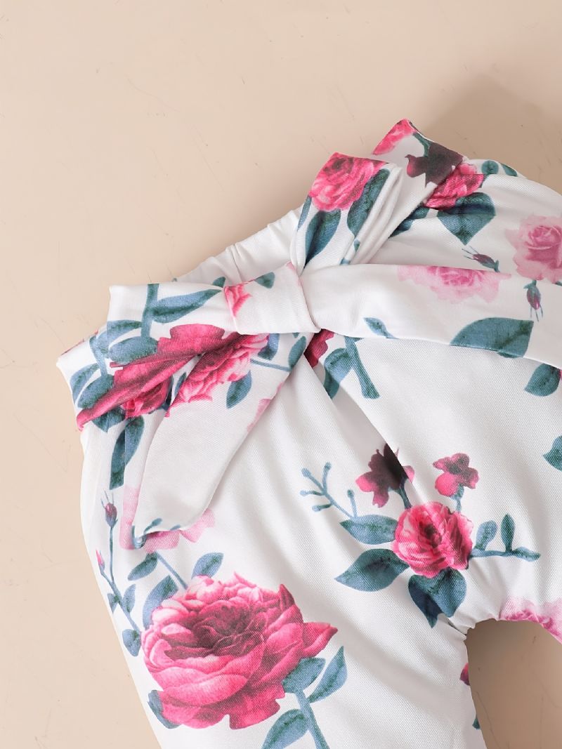 Babypiger Romper & Blomsterprint Bukser & Pandebånd Sæt Outfit Bodysuit Onesie Tøj