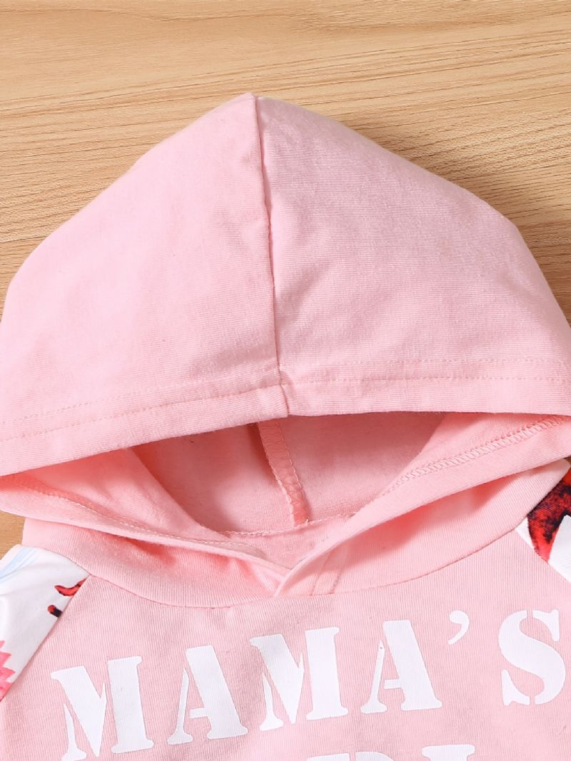 Babypiger Sød Dinosaur Print Hættetrøje & Bukser Sæt Til Vinter Pink