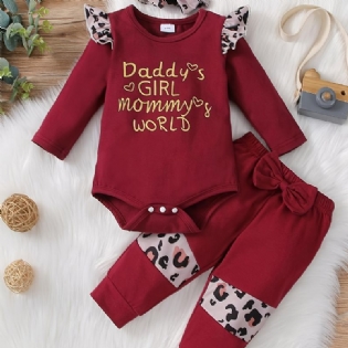 Babypiger Tøjsæt Bogstav Leopardprintede Toppe Skjorter Med Sløjfebukser