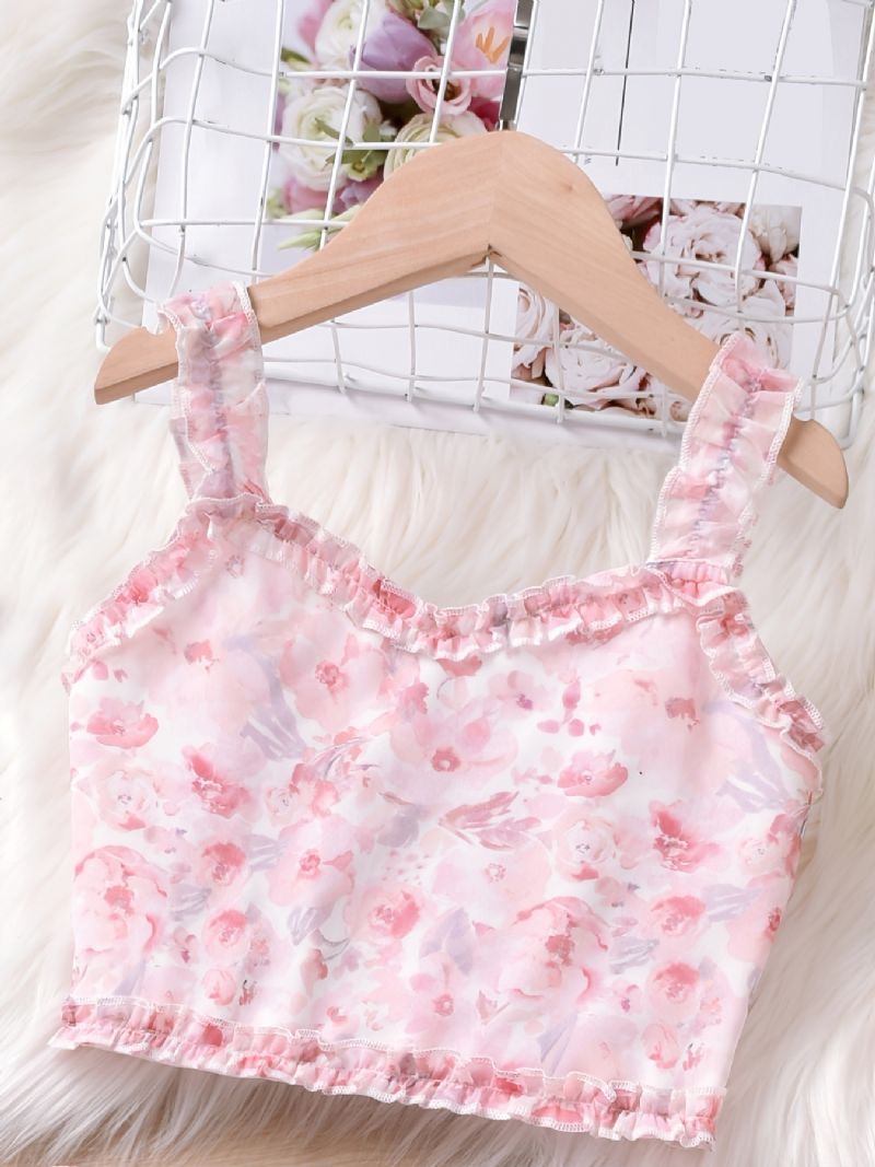Børn Piger Blomsterprint Camisole & Nederdel Sæt Prinsesse Kjole Børnetøj