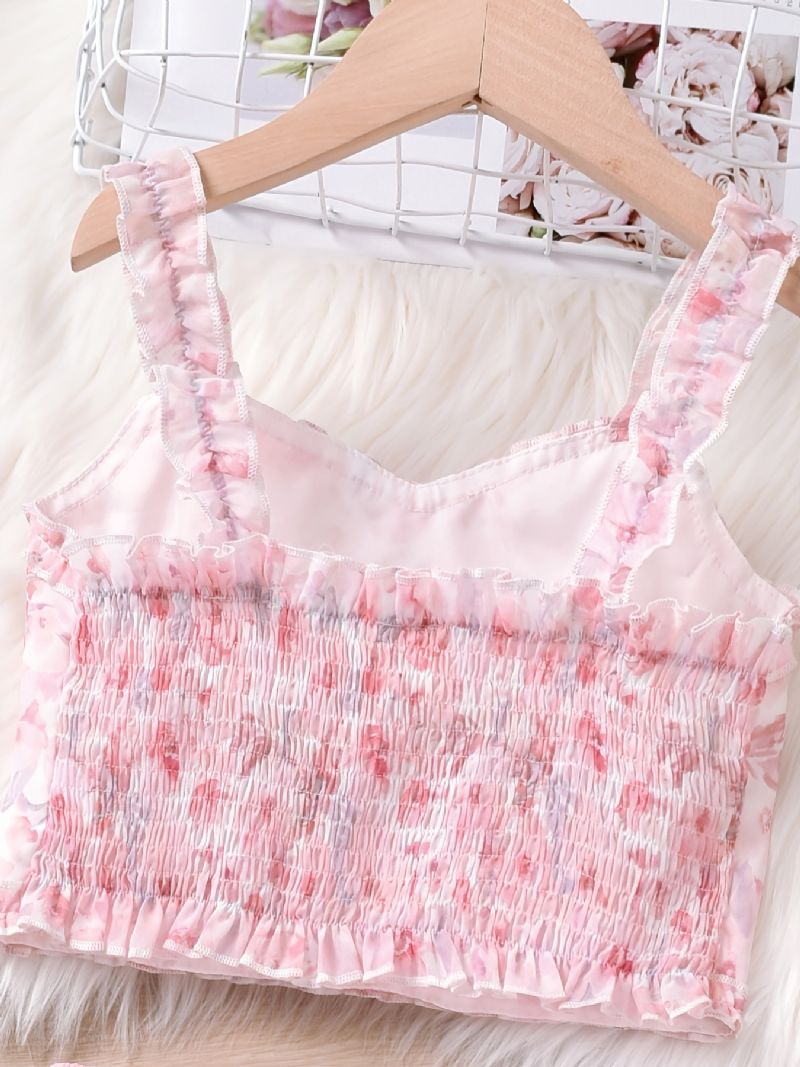 Børn Piger Blomsterprint Camisole & Nederdel Sæt Prinsesse Kjole Børnetøj
