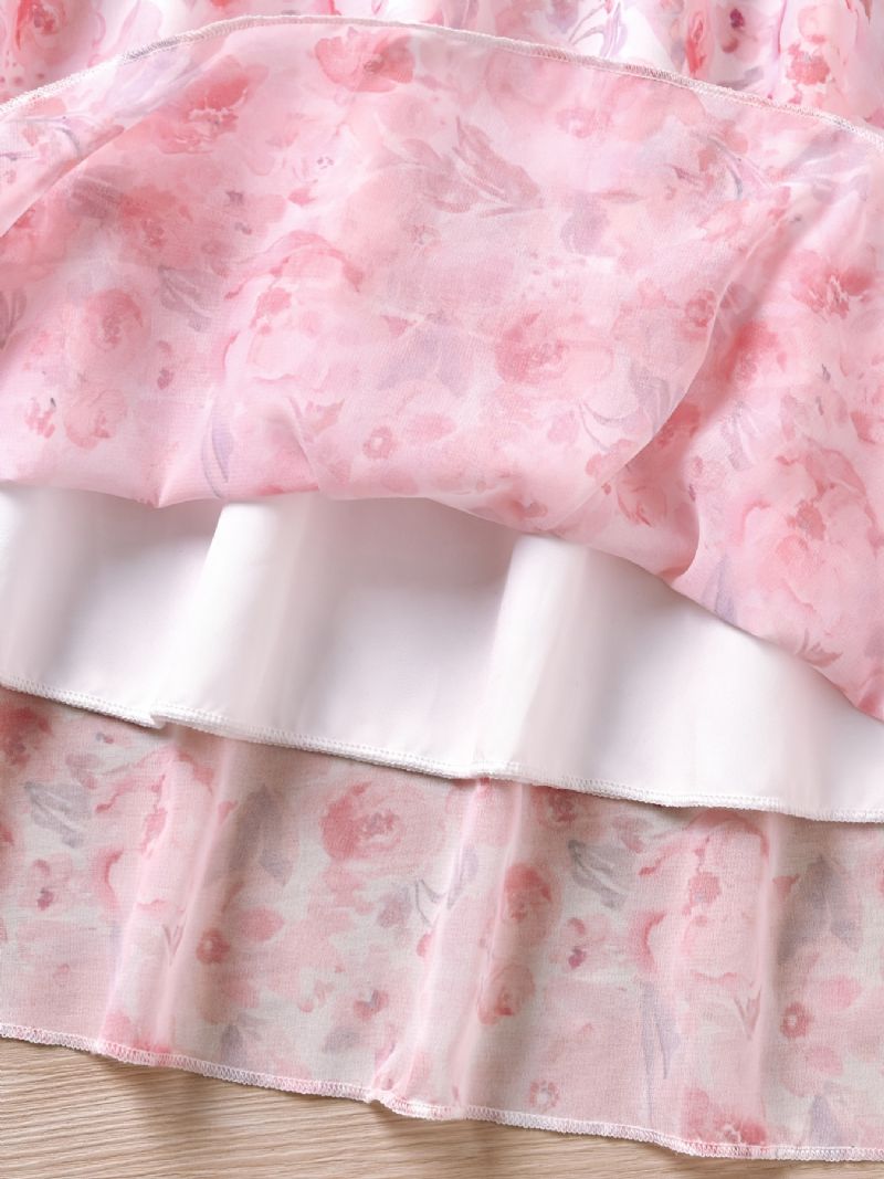 Børn Piger Blomsterprint Camisole & Nederdel Sæt Prinsesse Kjole Børnetøj