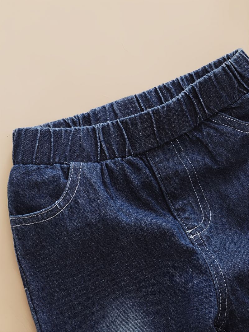 Børn Piger Blondeprint Langærmet T-shirt Jeanssæt