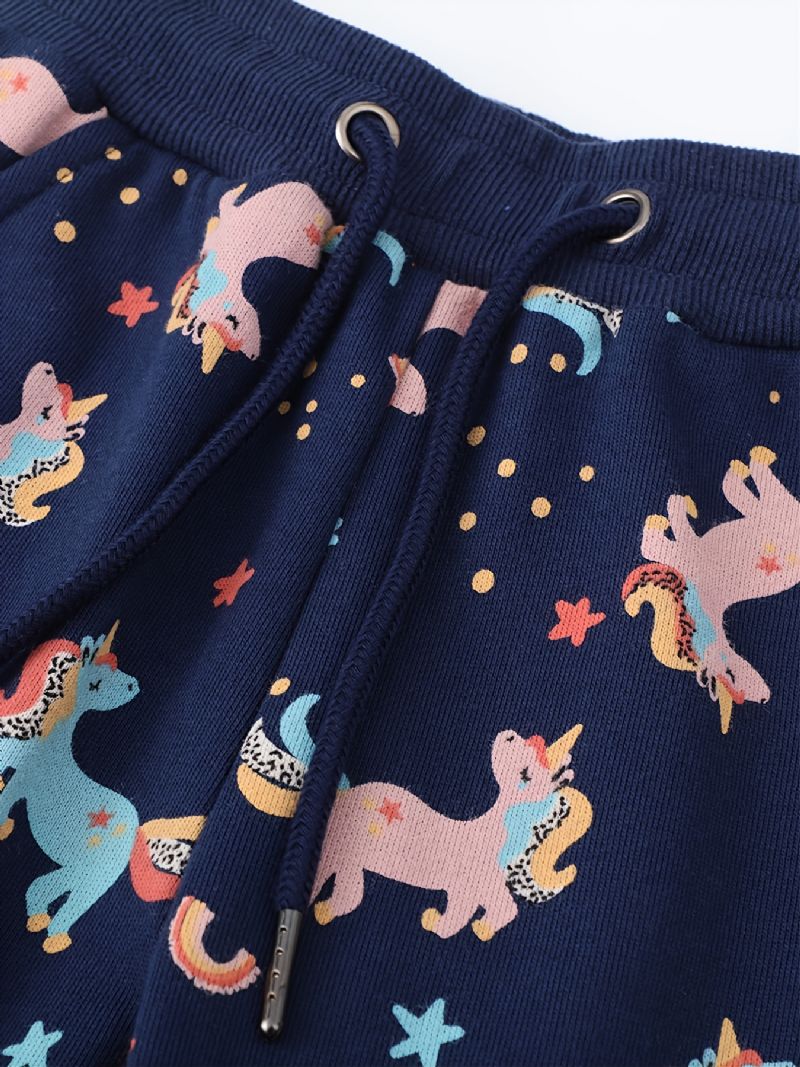 Børn Piger Unicorn Print Hættetrøje Sweatshirt Buksesæt Efterår Vinter