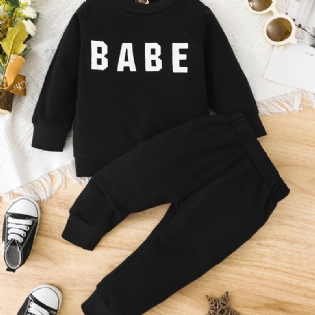 Drenge Piger Casual Active Sæt Med Babe Print Sweatshirt & Sweatpants Til Vinter