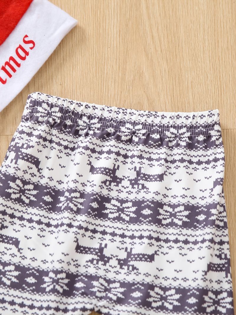 Efterår Vinter Nye Piger Jul Printet Casual Langærmede Bukser Sæt