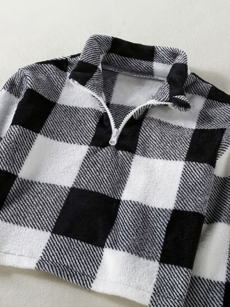 Efterår Vinter Piger Mode Plaid Langærmede Toppe Nederdele Sæt