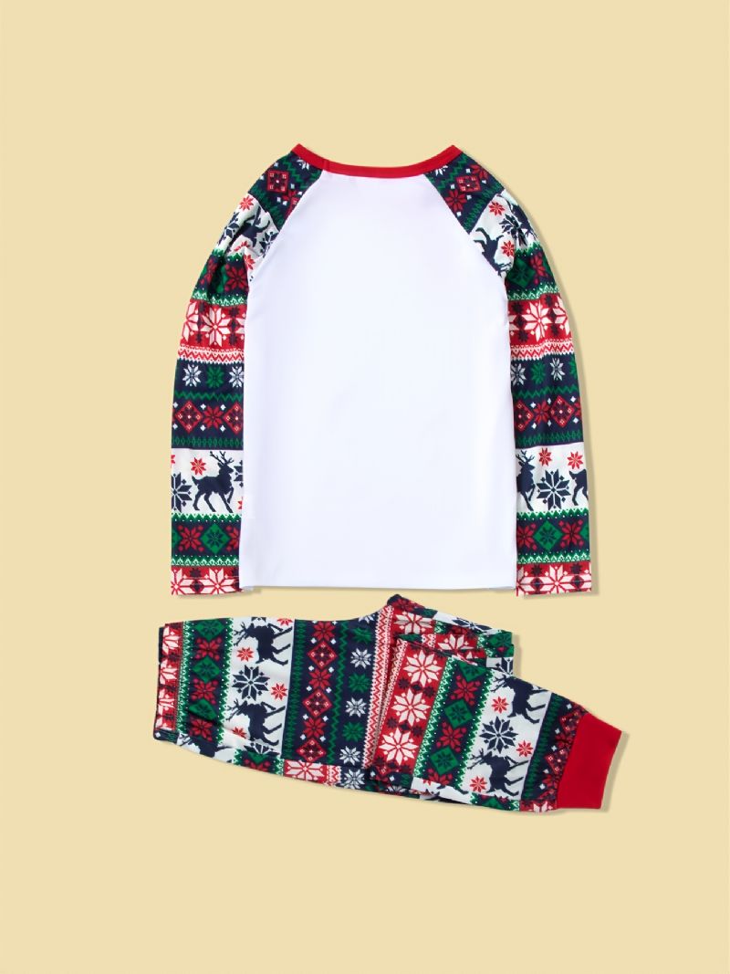Juleforældre-barn Casual Santa Elk Print Pyjamassæt
