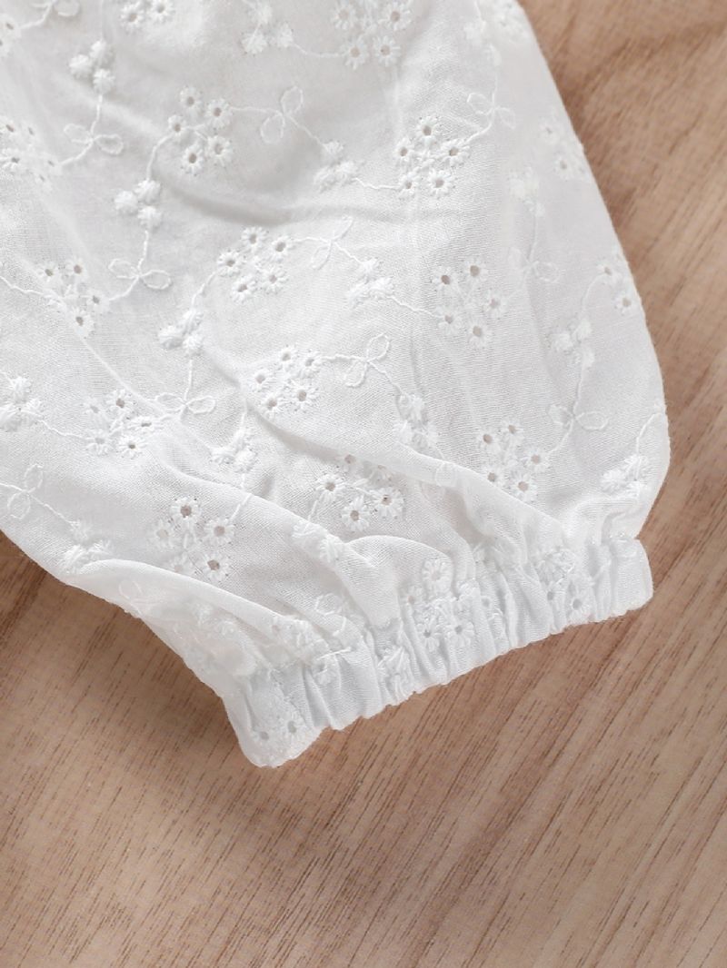 Nyfødt Baby Pige Tøj Spædbarn Jacquard Blonder Firkantet Hals Top & Små Shorts Sæt