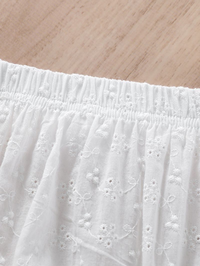 Nyfødt Baby Pige Tøj Spædbarn Jacquard Blonder Firkantet Hals Top & Små Shorts Sæt