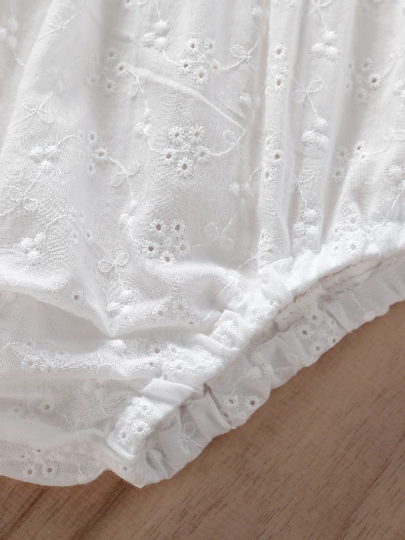 Nyfødt Baby Pige Tøj Spædbarn Jacquard Blonder Firkantet Hals Top & Små Shorts Sæt