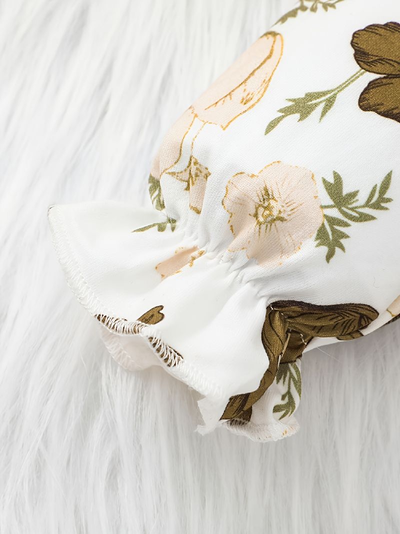 Nyfødt Babypige Blomstret Langærmet Top & Soild Lange Buksersæt