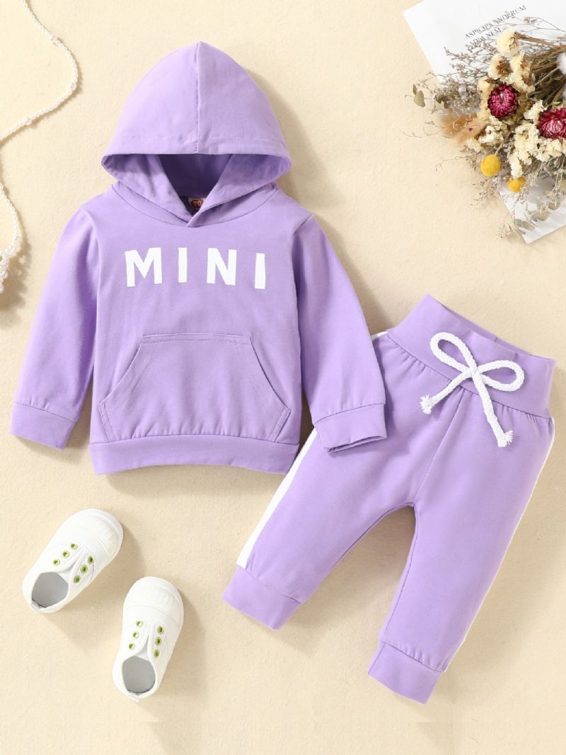 Nyfødte Babypiger Casual Brevtryk Langærmet Sweatshirt Bukser Sæt