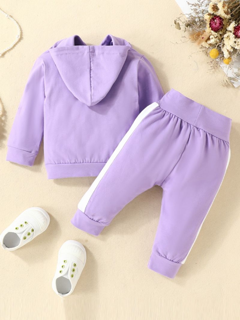 Nyfødte Babypiger Casual Brevtryk Langærmet Sweatshirt Bukser Sæt